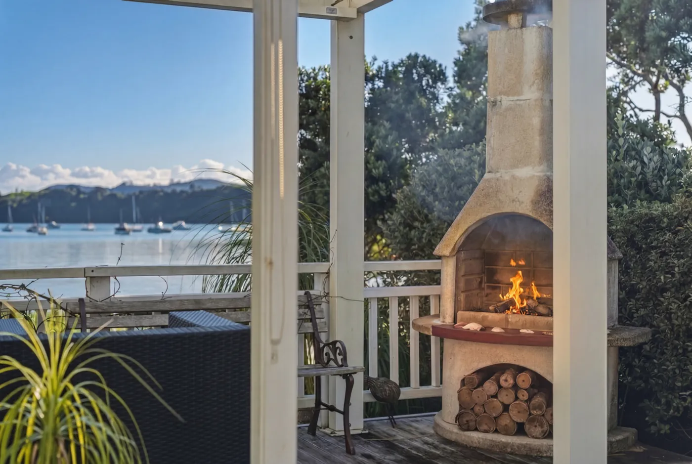 Lounge looking out over the harbour at 1 Richmond Road, Mill Bay