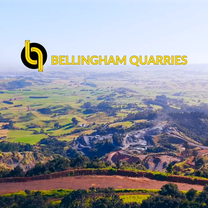 Bellingham Quarries website hero film, drone descending into the quarry